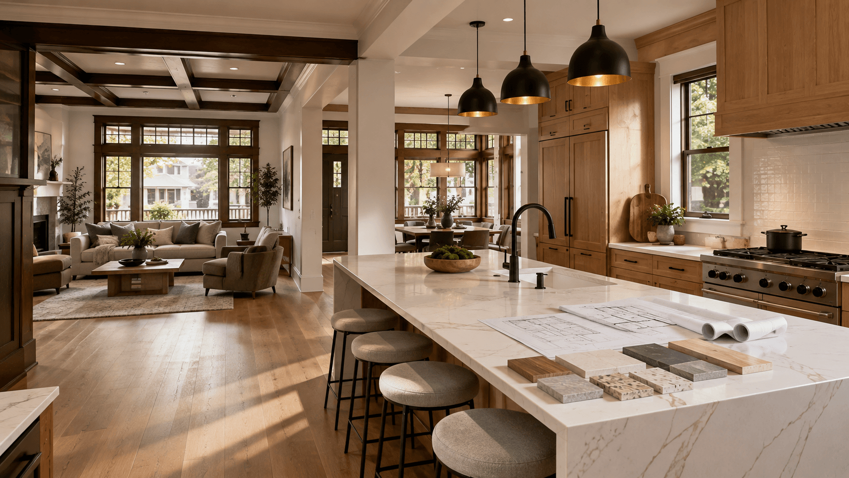 Renovated Craftsman home interior in Oakland after a full remodel by Heroes Services